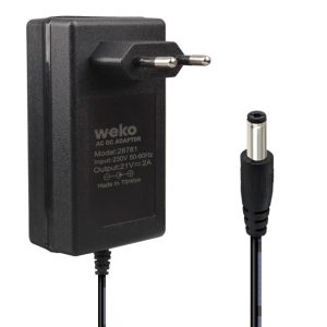 Weko 21 Volt - 2 Amper 5.5*2.5 Mm Uçlu Kırmızı Yeşil Ledli Priz Tipi Şarjlı Matkap Adaptörü