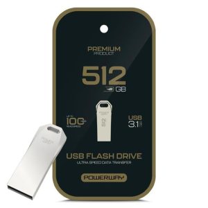 Powerway Premium 512 Gb 100mb/s Ultra Hızlı Usb 3.1 Metal Silver Flash Bellek