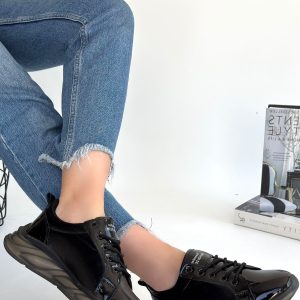 Piona Siyah Rugan Gri Tabanlı Spor Ayakkabı