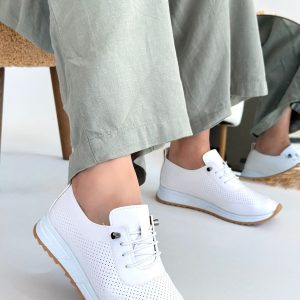 Tone Beyaz Cilt Bağcıklı Spor Ayakkabı