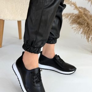 Tone Siyah Cilt Bağcıklı Spor Ayakkabı