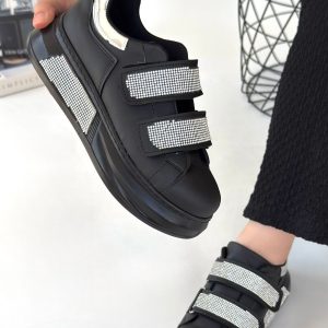 Nino Siyah Cilt Cırt Cırtlı Spor Ayakkabı