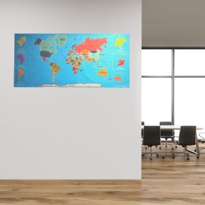 Renkli Atlas Dünya Haritası Manyetik Yapıştırıcı Gerektirmeyen Duvar Stickerı 118 CM * 56 CM (5296)