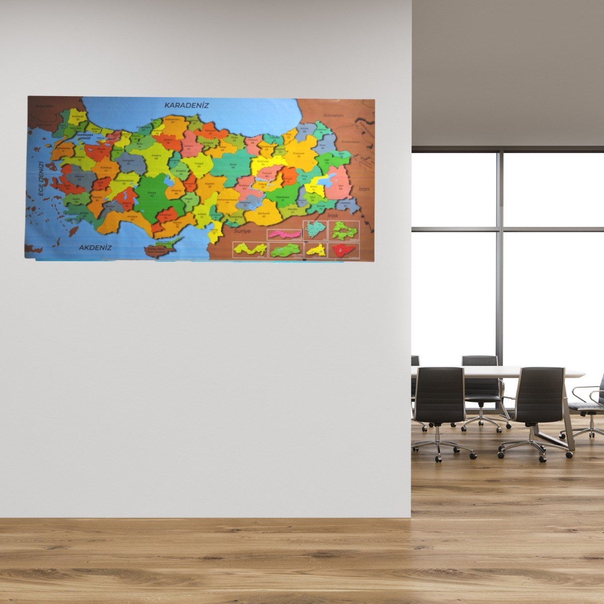 Renkli Türkiye Haritası Manyetik Yapıştırıcı Gerektirmeyen Duvar Stickerı 118 CM * 56 CM (5296)