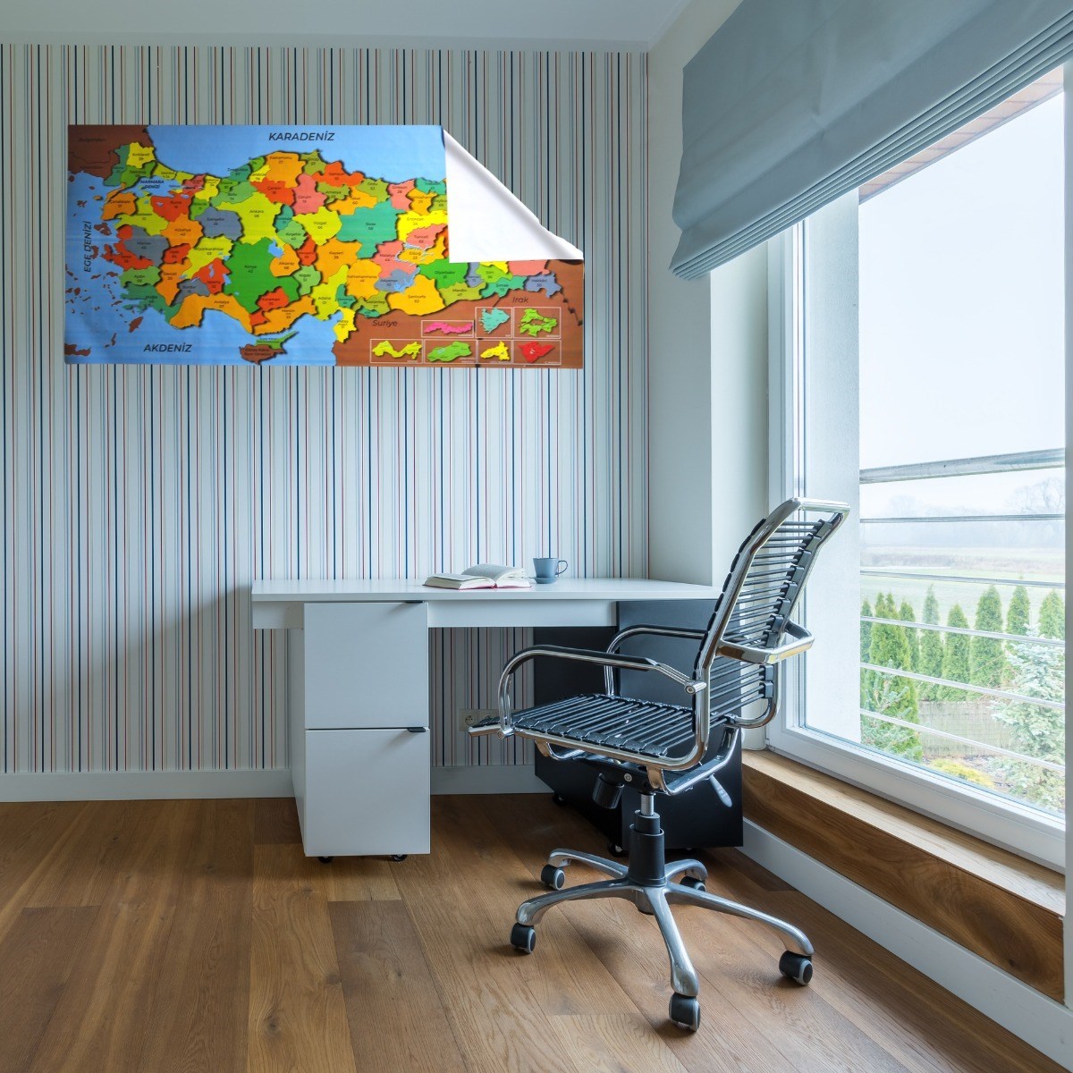 Renkli Türkiye Haritası Manyetik Yapıştırıcı Gerektirmeyen Duvar Stickerı 118 CM * 56 CM (5296) - Görsel 3