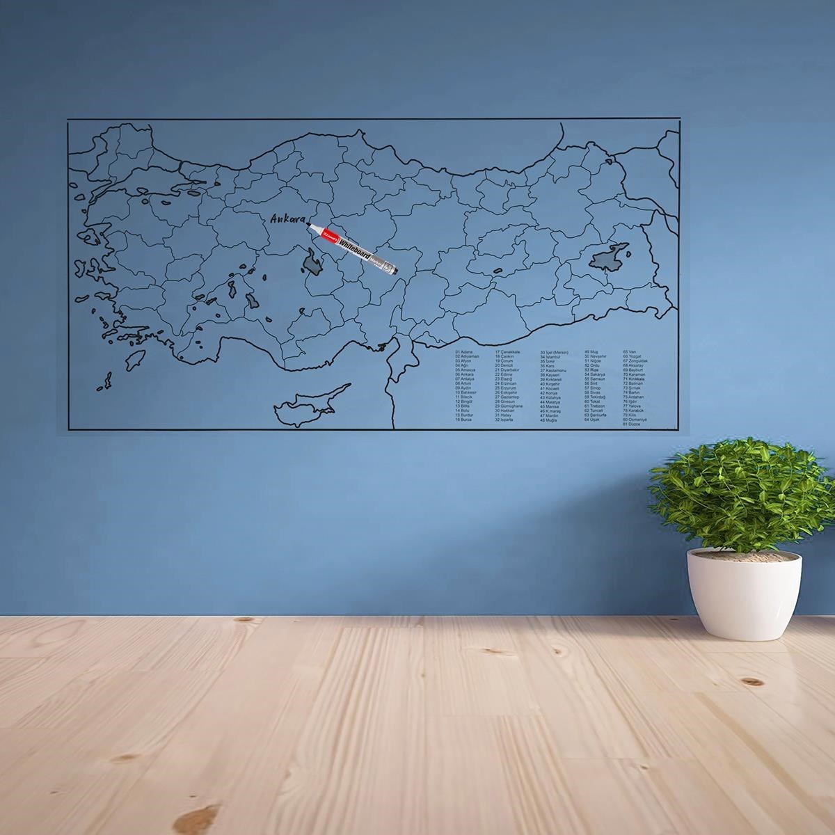 Yazılabilir Türkiye Haritası Manyetik Duvar Stickerı 110 x 56 cm (5296) - Görsel 3
