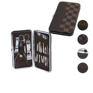 12 PCS - GÜMÜŞ MANİKÜR - PEDİKÜR SETİ RENKLİ DESENLİ - CÜZDAN MODELİ ÇANTALI (5296)