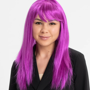 Fuşya Renk Düz Kesim Uzun Parti Peruğu Takma Saç