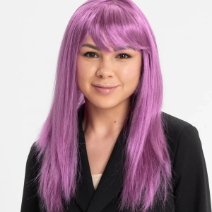 Rose Pembe Renk Düz Kesim Uzun Parti Peruğu Takma Saç