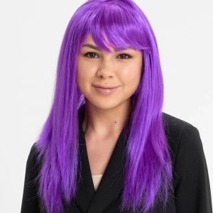 Mor Renk Düz Kesim Uzun Parti Peruğu Takma Saç