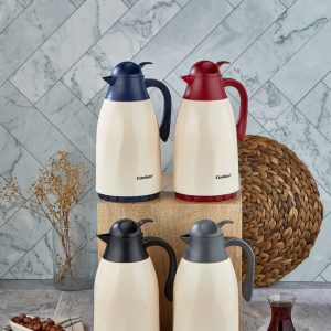 CKR-2075 1.3LT RENKLİ CAM HAZNELİ RETRO PLASTİK TERMOS (5296)