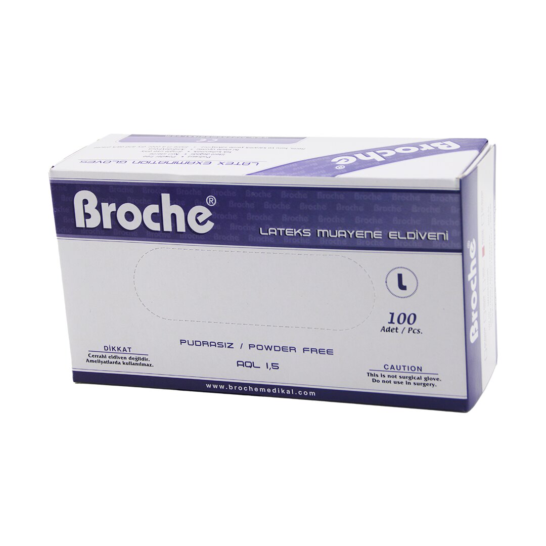 BROCHE  L  PUDRASIZ MUAYENE ELDİVENİ 100LÜ (5296)