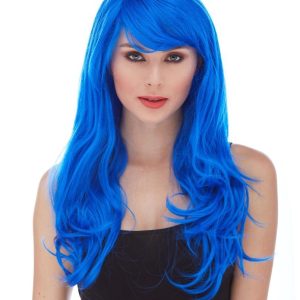 Mavi Renk Uzun Dalgalı Parti Peruğu (5296)