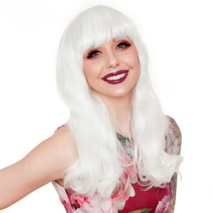 Beyaz Renk Kahküllü Dalgalı Uzun Parti Peruğu (5296)