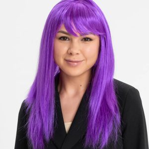 Mor Renk Düz Kesim Uzun Parti Peruğu Takma Saç (5296)