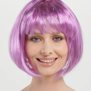 Rose Pembe Renk Düz Kesim Küt Parti Peruğu Kısa Takma Saç (5296)