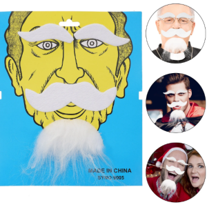 Beyaz Renk Kendinden Yapışkanlı Takma Sakal Bıyık ve Kaş Seti (5296)