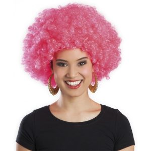 Pembe Renk Kıvırcık Afro Bonus Peruk (5296)