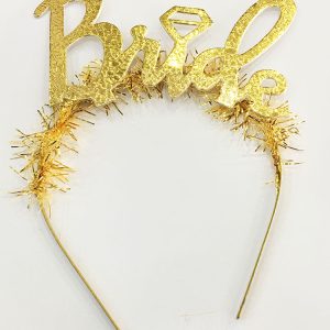 Altın Renk Bekarlığa Veda İtalik Yazı Alyanslı Bride Taç (5296)