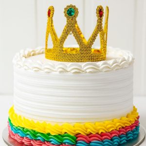 Altın Işıltılı Pasta Tacı Pasta Üstü Taç Plastik Malzeme 8x8 cm (5296)