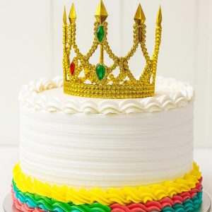 Altın Işıltılı İnce Pasta Tacı Pasta Üstü Taç Plastik Malzeme 8x8 cm (5296)