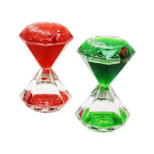 RENKLİ SULU   ELMAS ŞEKİL  KUM SAATİ  MİKA KRİSTAL PLASTİK   2PCS BALIKLI (5296)