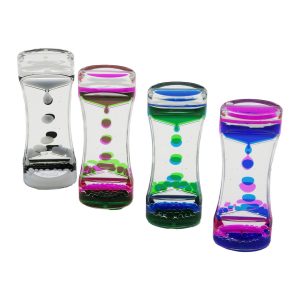 ÇİFT RENK SU ÇİFT KATLI DAR ŞİŞE MODEL  SULU KUM SAATİ MİKA AKRİLİK PLASTİK 13.7 X 5.2 X 3.3CM (5296)