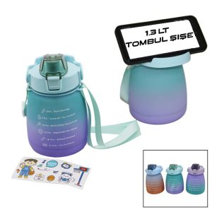 1.3LT - TOMBUL PİPETLİ RENKLİ PLASTİK SULUK MATARA KİLİTLİ KAPAKLI - TELEFONLUKLU (5296)