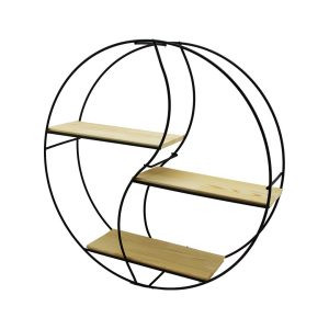 SEMBOL - YUVARLAK 3 KATLI METAL DEKORATİF DUVAR RAF 60 x 14 x 60 cm (5296)