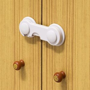 Bebek Çocuk Güvenliği Çekmece ve Dolap İçin Kendiliğinde Yapışkanlı Vidasız Kapak Kilidi (5296)