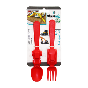 ARAÇ FİGÜRLÜ PLASTİK ÇOCUK ÇATAL - KAŞIK SETİ (5296)