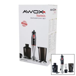 AWOX BARMİX  3İN1  BLENDER SETİ  ÇELİK 2Lİ MİKSER   ÇELİK RONDO BIÇAK   ÇELİK 4 KANATLI BIÇAK   1000W (5296)