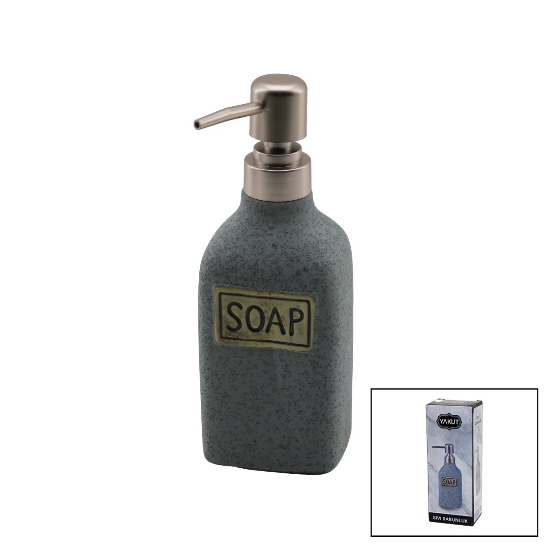 DİKDÖRTGEN GRİ - MAT DESEN SERAMİK SIVI SABUNLUK (5296)