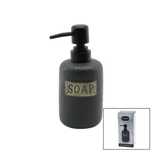 KISA ANTRASİT GRİ - MAT DESEN SERAMİK SIVI SABUNLUK (5296)