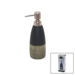 ANTRASİT GRİ - KREM MAT DESEN SERAMİK SIVI SABUNLUK (5296)