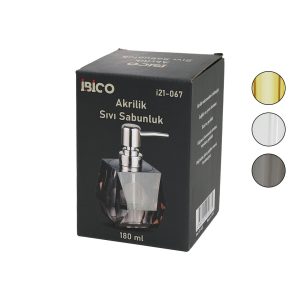 TOMBUL KARE - PRİZMA  ŞEFFAF - RENKLİ   AKRİLİK - MİKA KRİSTAL  SIVI SABUNLUK  180ML (5296)