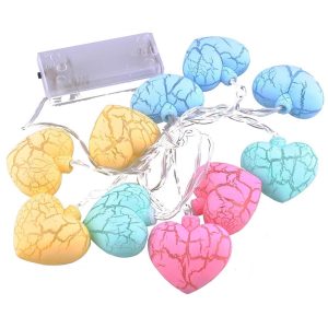 10&apos;lu Renkli Kalp Şeklinde Dekoratif Dolama Led Aydınlatması (5296)