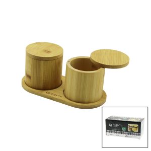 2PCS AHŞAP BAMBU BAHARATLIK YUVARLAK=8X8ALTLIK=9.5X19.5ÇEVİR AÇ-MIKNATISLI KAPAK (5296)