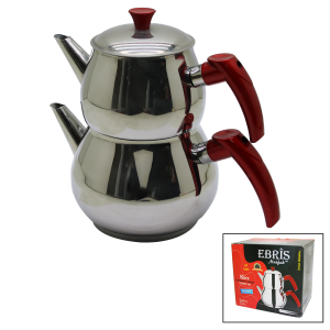 AİLE BÜYÜK BOY KÜRE ÇELİK ÇAYDANLIK SETİ ÜST: 1.2LT - ALT: 2LT (5296)