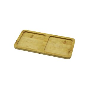 2 BÖLMELİ DİKDÖRTGEN AHŞAP BAMBU YAĞDANLIK ALTLIK MİNİ TEPSİ 20X10X0.8CM (5296)