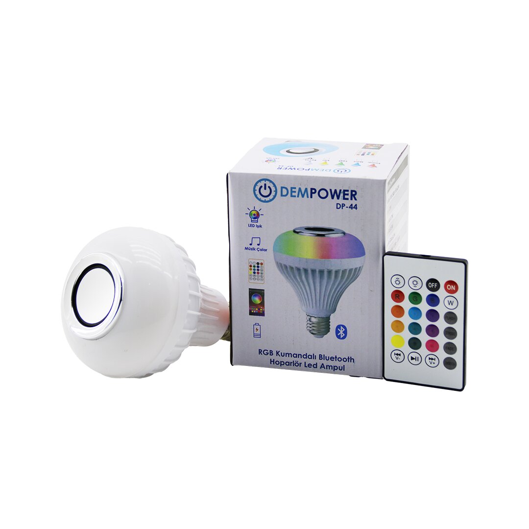 2IN1-KUMANDALI RGB LED AMPUL - BLUETOOTH HOPARLÖR MÜZİK ÇALAR LED-7W - HOPARLÖR-3W (5296)