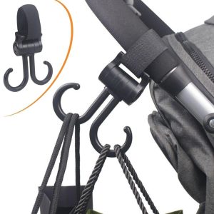 2li Bebek Arabasına Uyumlu Cırtlı  Eşya Taşıma Aparatı 360 Derece Dönebilen Plastik Kanca (5296)