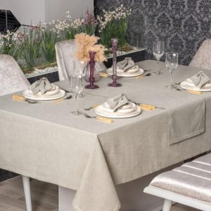 Toprak 8 Parça Keten Masa Örtüsü