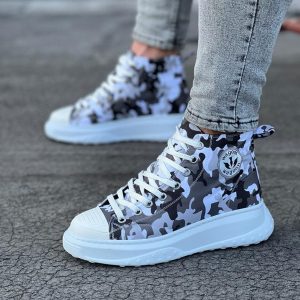 Beyaz Askeri Yarım Bilek Casual Ayakkabı