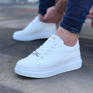 Beyaz Bağcıklı Kalın Taban Casual Erkek Ayakkabı