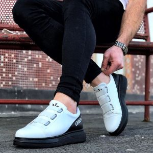 Bant Legend Beyaz Kömür Kalın Taban Casual Erkek Ayakkabı