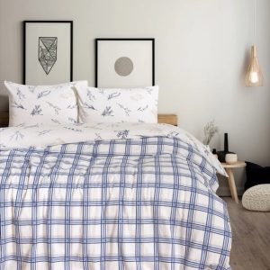 Flanel Nev Takımı Tek Kişilik Lavanid Mavi