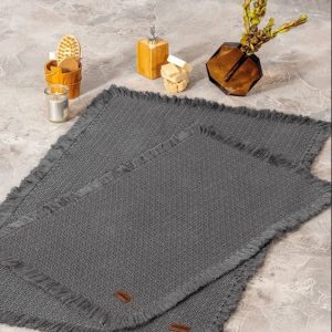 Bath Rug Set Antrasit 2'li 75x125 60x90