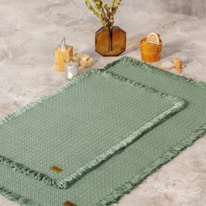 Bath Rug Set Yeşil 2'li 75x125 60x90