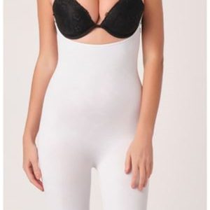 Beyaz Kadın Paçalı Boy Dikişsiz Korse
